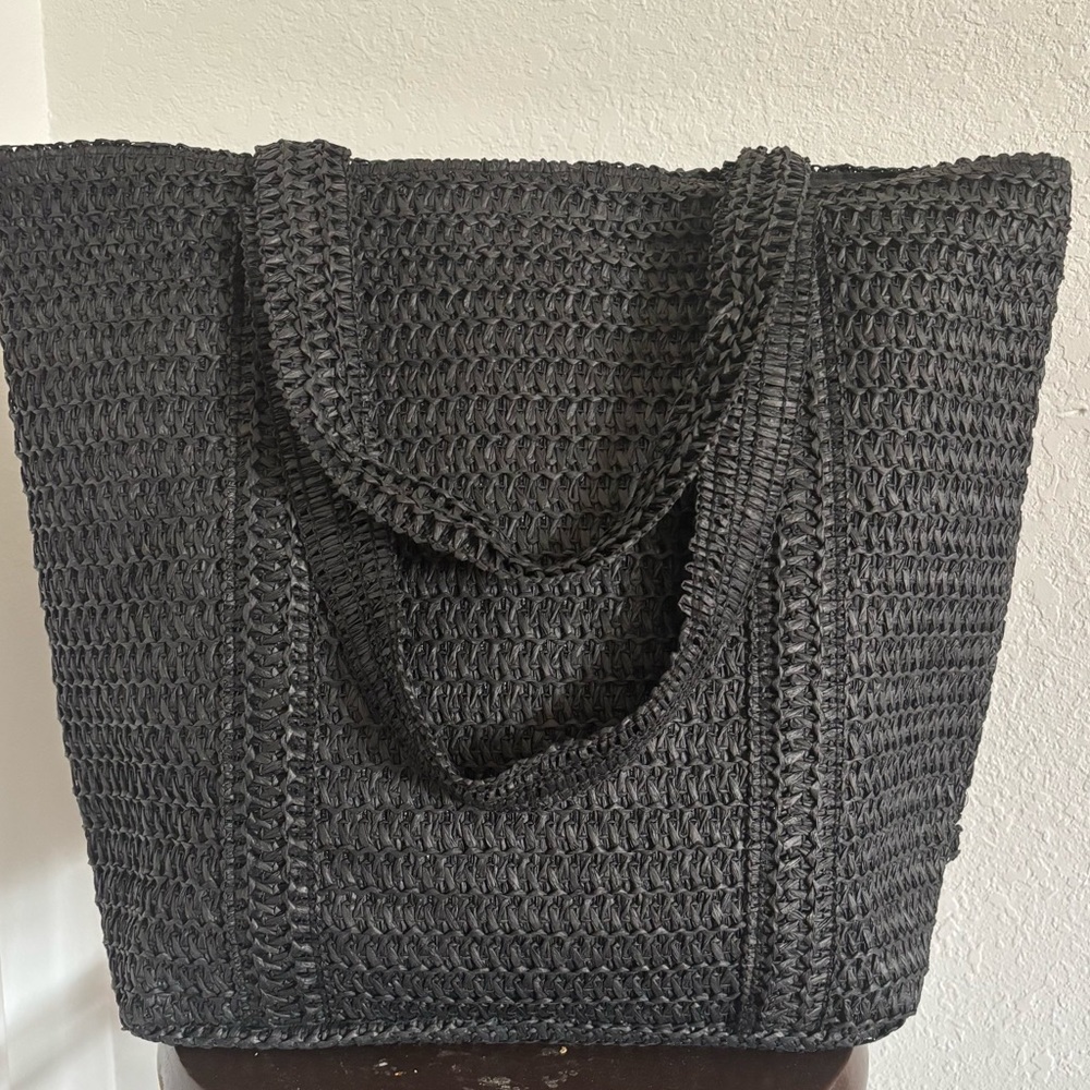 Elegant Black Woven Tote Bag